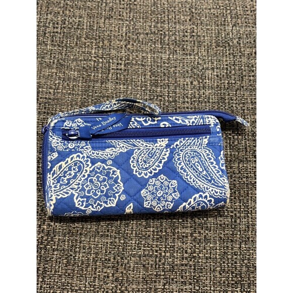VERA BRADLEY Blue White Zip Embroidered Kansas Univ Jayhawks Wallet Wristlet - Picture 4 of 6